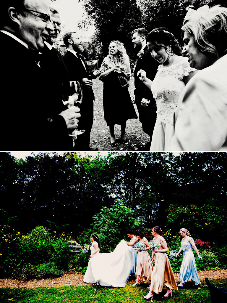 Bridesmaids outdoor at summer wedding in Didsbury