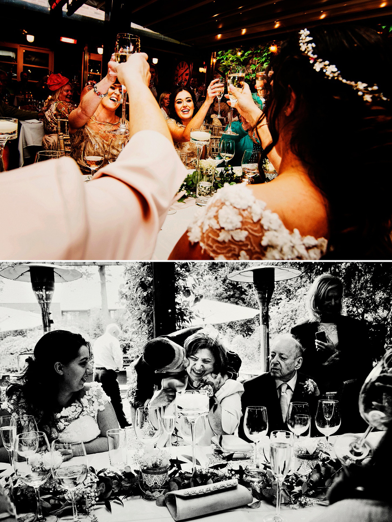 Outdoor summer wedding speech celebration at eleven didsbury park.