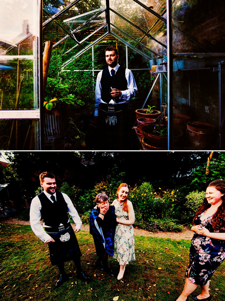 Outdoor summer wedding guests at Eleven Didsbury Park.