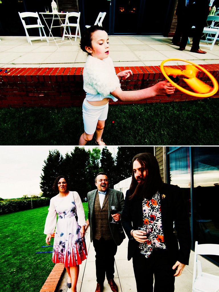 Wedding guests at a marthall hall wedding in chechire.