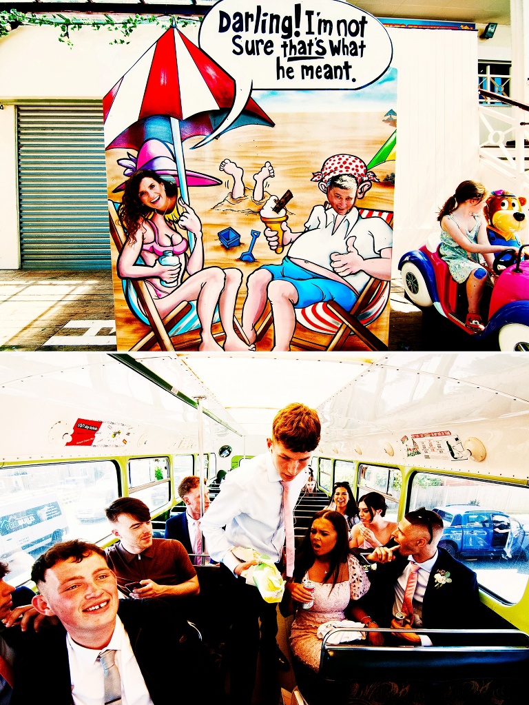 Heritage double decker wedding bus in Blackpool, Lancashire.