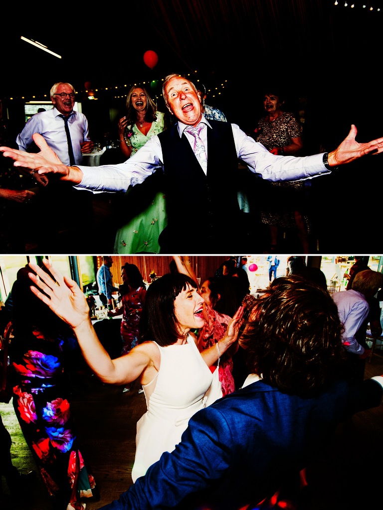 Bride and groom dancing at their brockholes nature reserve wedding day.