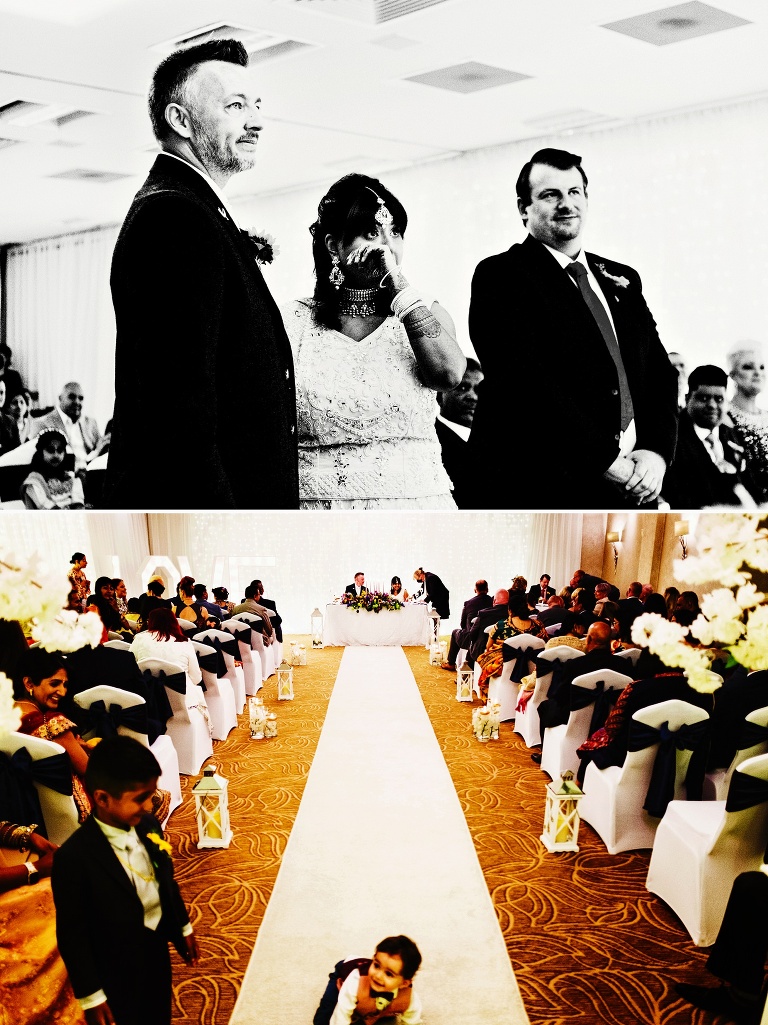 Bride and groom during ceremony at Barton Manor.