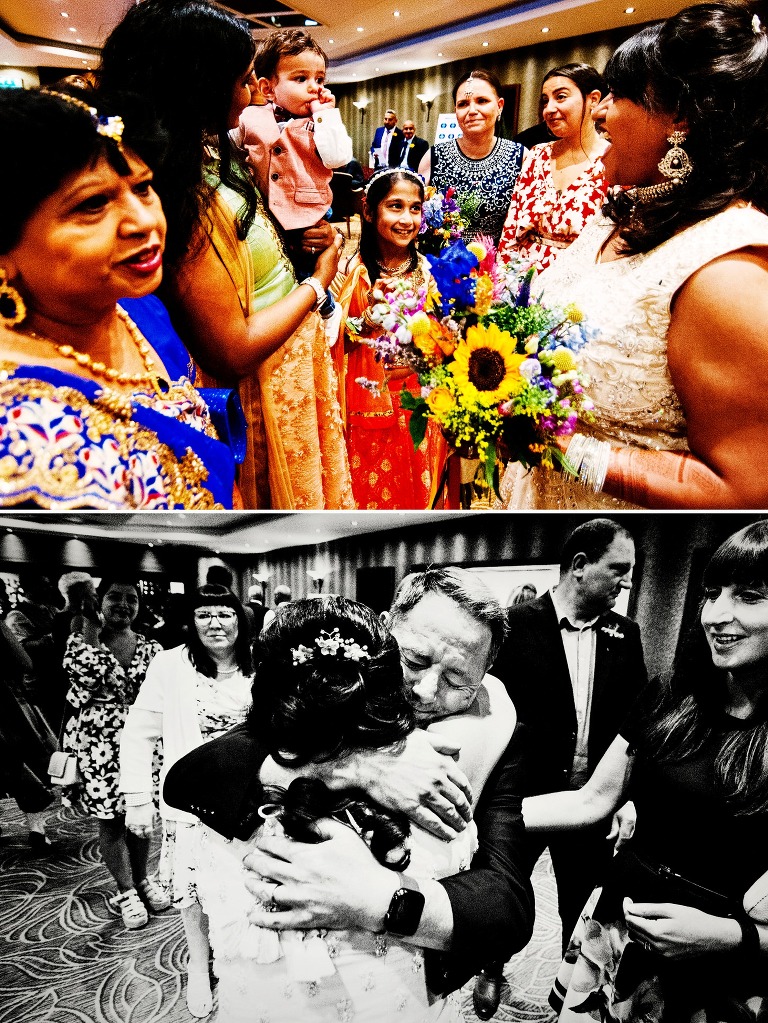 Guests congratulating the bride.