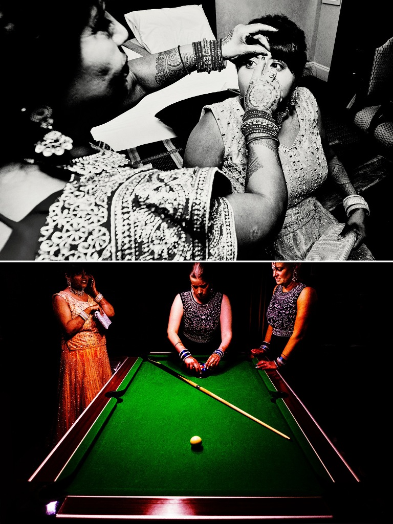 Wedding guests playing pool.