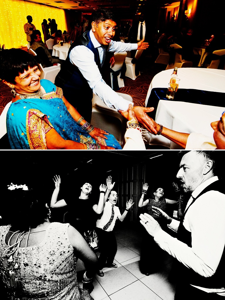 Black and white photo pf guests dancing.