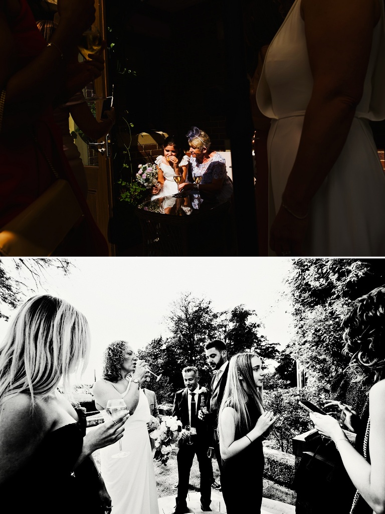 Wedding guests eating canapes at northcote.