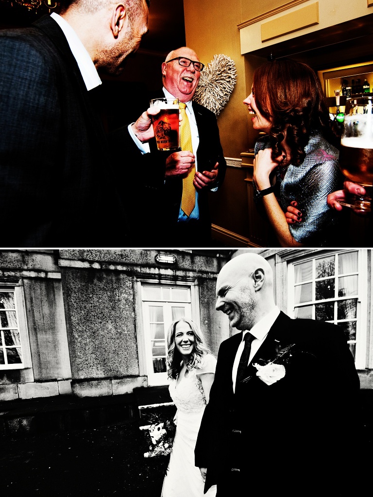 Black and white wedding photo at shaw hill in chorley