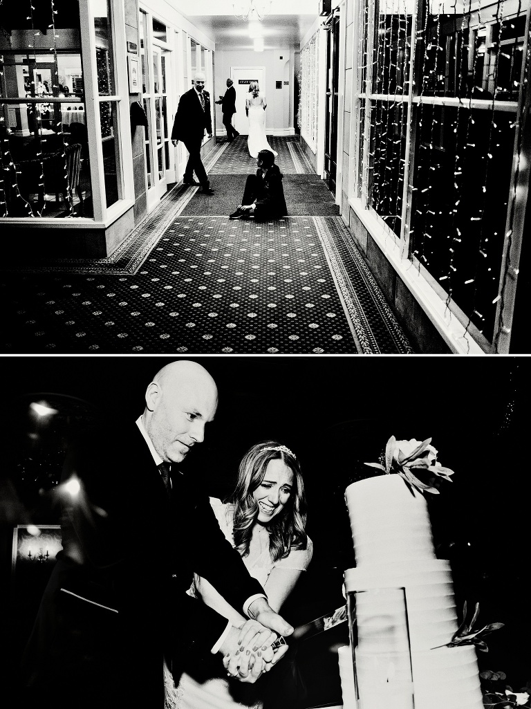 Cake cutting at a chorley wedding