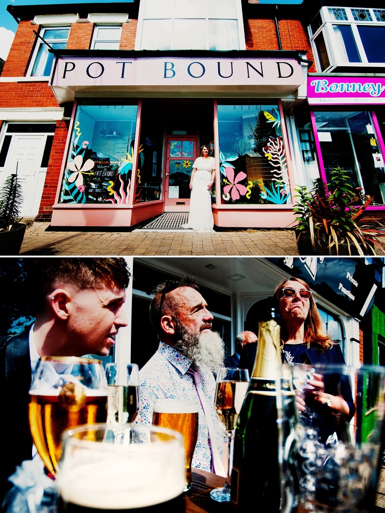 Bride portrait outside Pot Bound in St Annes.