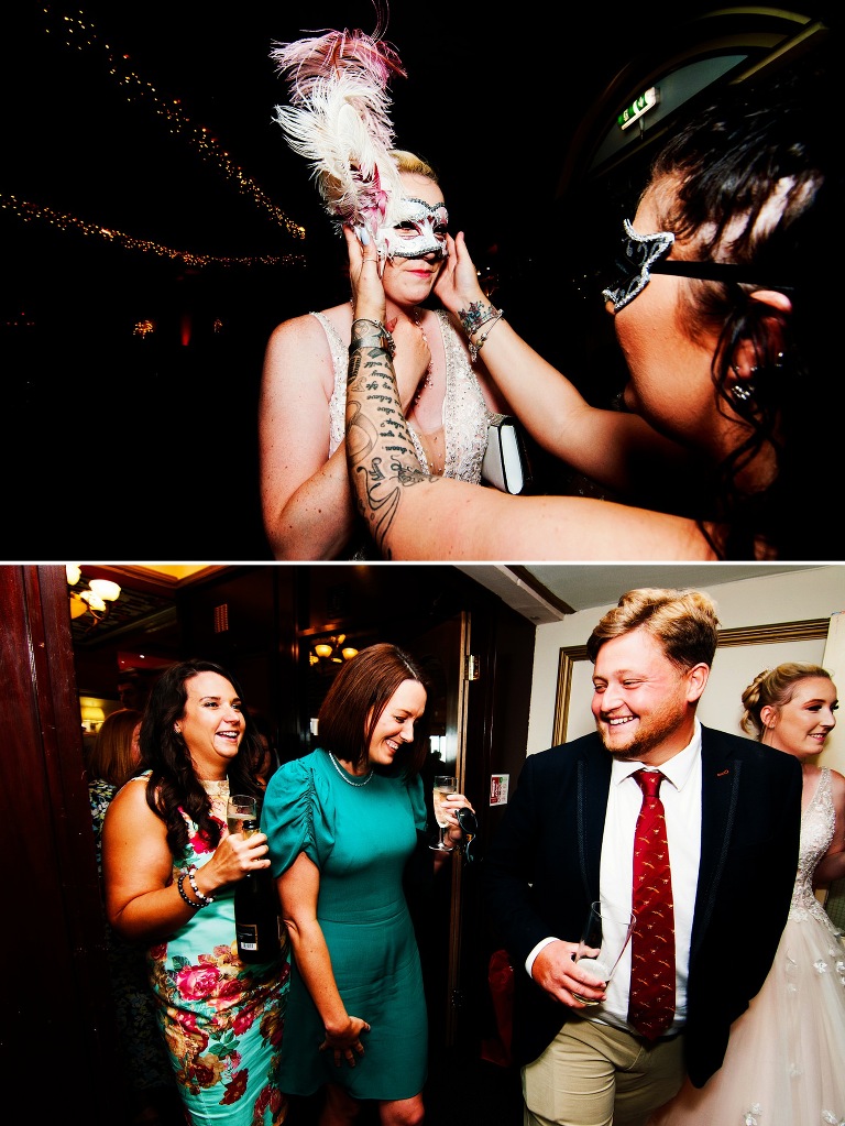 Masquerade wedding at the savoy in Lancashire.