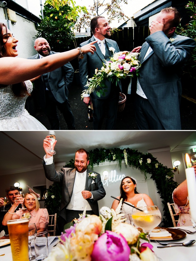 Wedding Speeches with light up neon sign.
