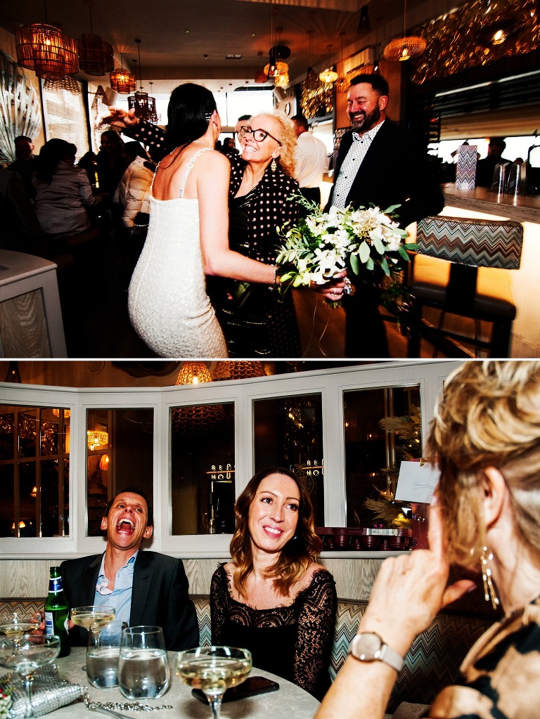 Guests congratulating bride at the beach house bistro in blackpool.