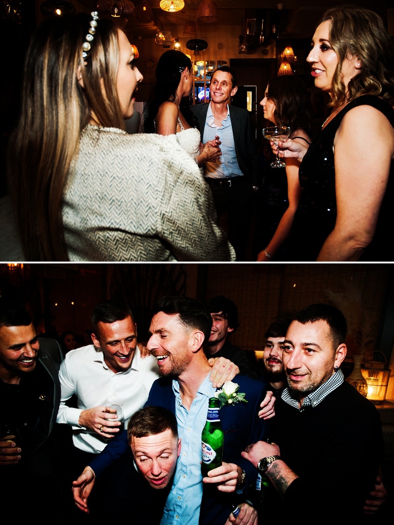 Groom with his mates at a blackpool wedding.