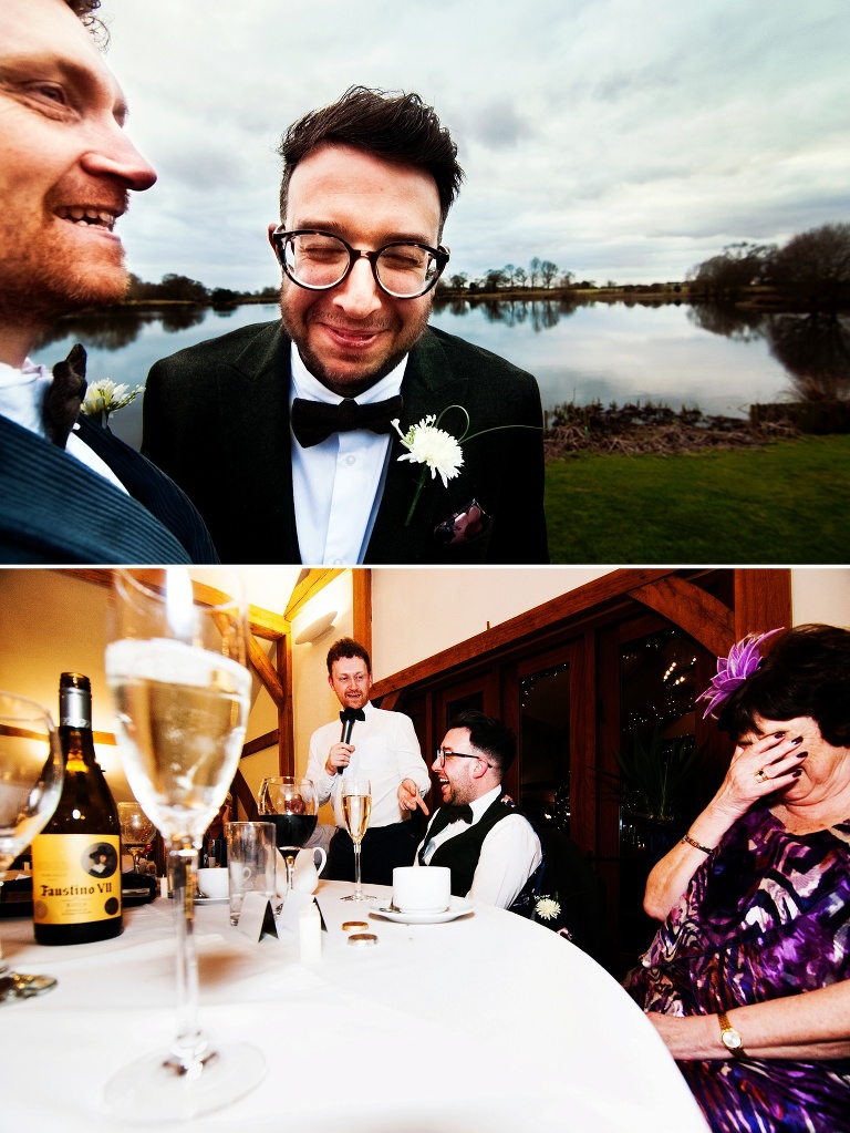 Same sex wedding portrait at Sandhole Barn