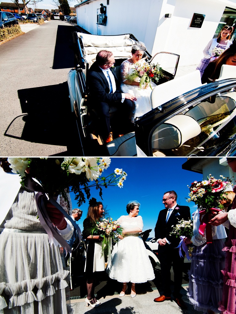 Classic beetle wedding car at albert's in Standish.