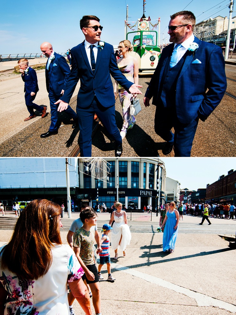 Blackpool promenade wedding.