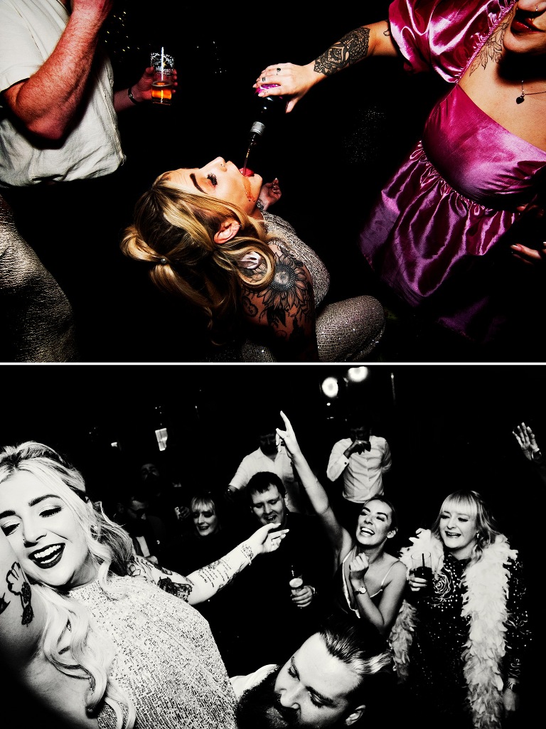 The Glass House staining wedding party