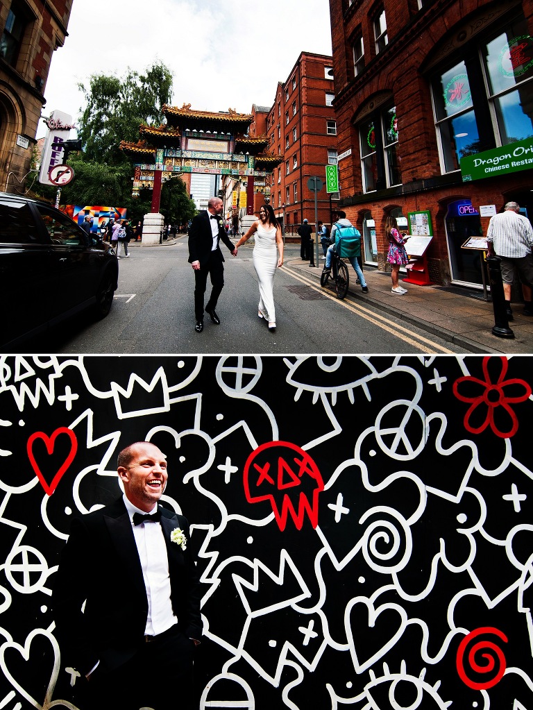 bride and groom in chinatown manchester